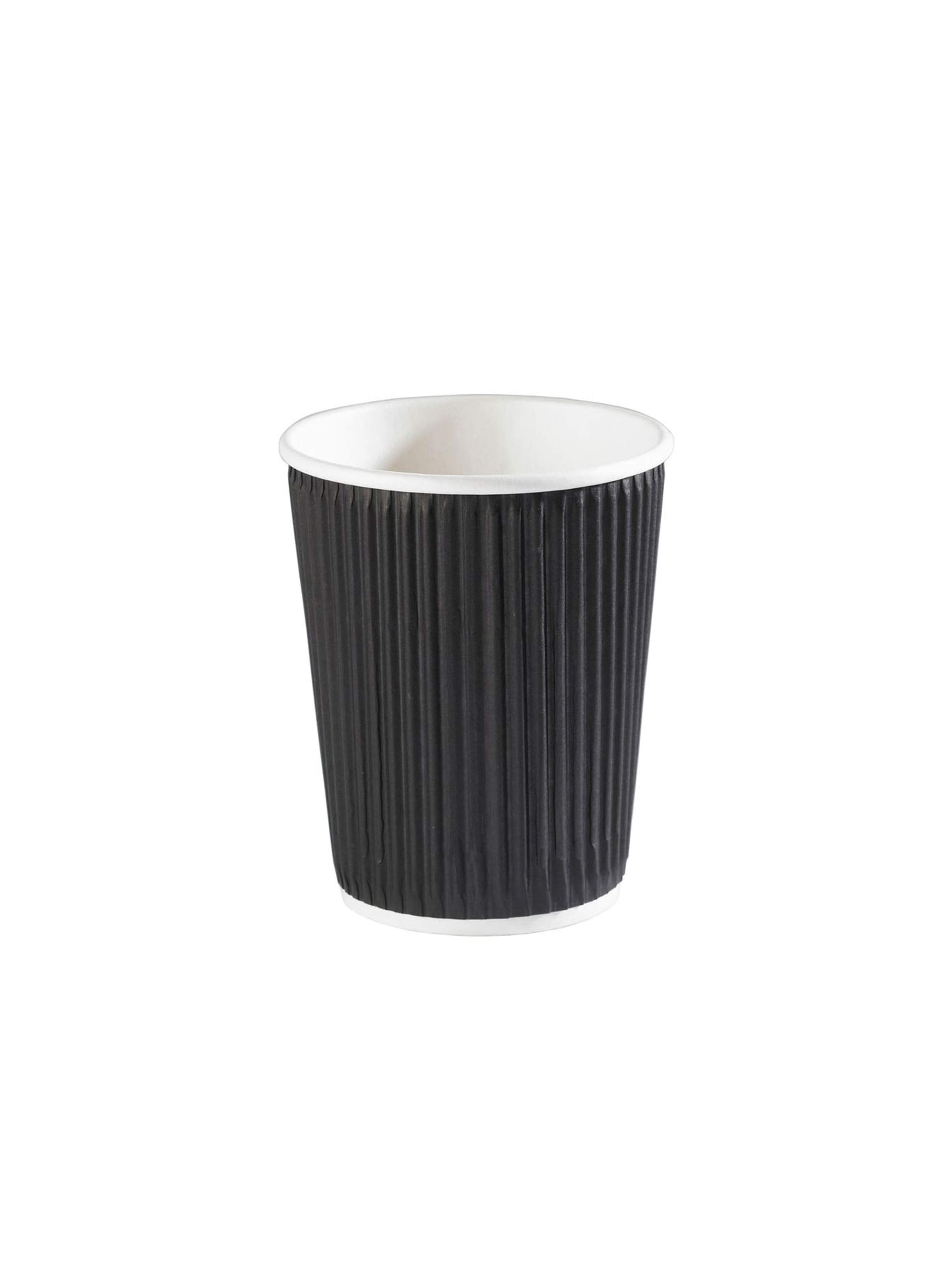 500x 8oz Recyclable Black Ripple Disposable Paper Coffee Hot Drink Cups